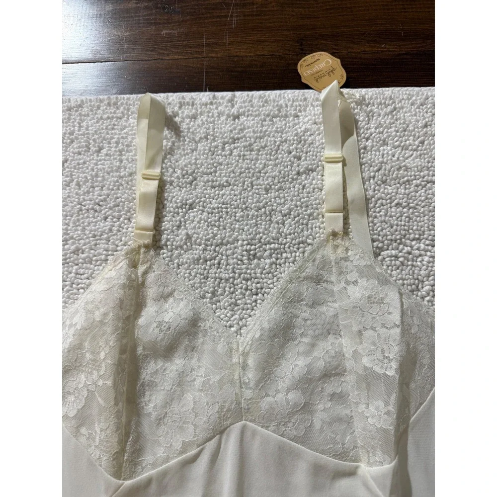 VTG Philmaid Lingerie Nylon Tricot White Lace Slip Dress Size 36‎ NWT USA MADE